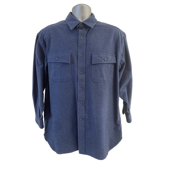 L L Bean Men's Large 0MT03 Heather Blue Flannel Chamois Cloth Soft Outdoor Shirt - Picture 1 of 10